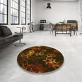 thumbnail image 4 of Ahgly Tapis Rond Lavable en Machine Intérieur Transitionnel Brun Selle, 6 Pieds Rond, 4 of 7