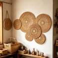 thumbnail image 6 of 6 Piece Boho Woven Wall Decor Set, Natural Paper Rope Handwoven Round Hanging Art, Rustic Farmhouse Wall Sculpture For Living Room, Bedroom, Entryway & Cafe, 6 of 8