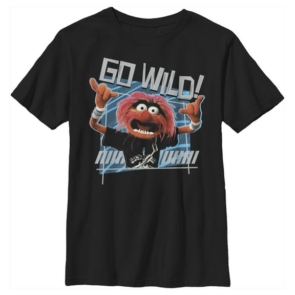 Boy's The Muppets Animal Go Wild  Graphic Tee Black Large