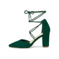 thumbnail image 7 of Unique Bargains Women's Pointy Toe Chunky Heel Lace Up Pumps Green 7, 7 of 7