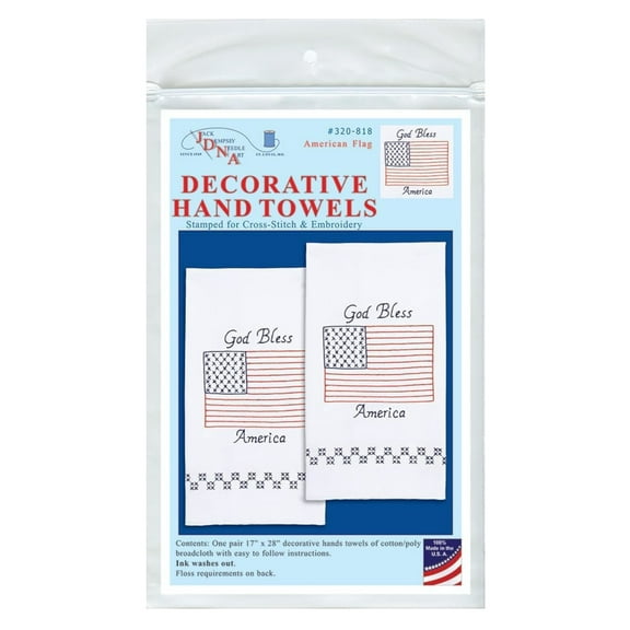 Jack Dempsey Stamped Decorative Hand Towel Pair 17"X28"-American Flag