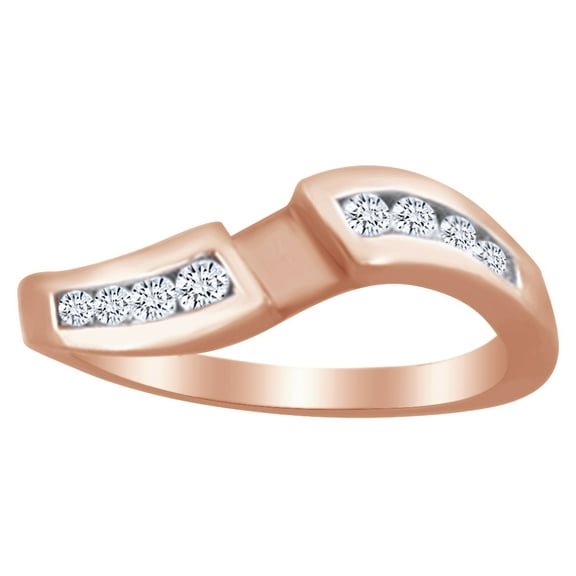 AFFY White Natural Diamond Accent Semi Mount Engagement Ring in 14k Rose Gold Ring Size : 4