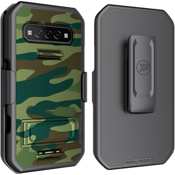 Wireless ProTech Case and Holster Combo Compatible with Kyocera DuraForce PRO 3 (E7200), Protective Case and Belt Clip Holster Combo with Kickstand and Screen Protector (Camouflage)