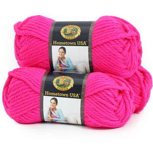 Lion Brand Yarn Hometown Neon Pink Basic Super Bulky Acrylic Pink Yarn