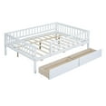 thumbnail image 4 of Daybed Bed Frame Platform Bed with Two Drawers Modern Wooden Bed with Fence Guardrails and Slat Support Leg for Dorm, Bedroom, Guest Room (Full), 4 of 9