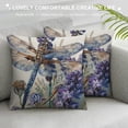thumbnail image 3 of Shiartex Dragonfly Throw Pillow Covers Lavender Flower Plants Classic Art Printed White Purple  Decor for Indoor Living Room Couch Bed Home Square with Zipper Cushion Cover  20x20in, 3 of 5