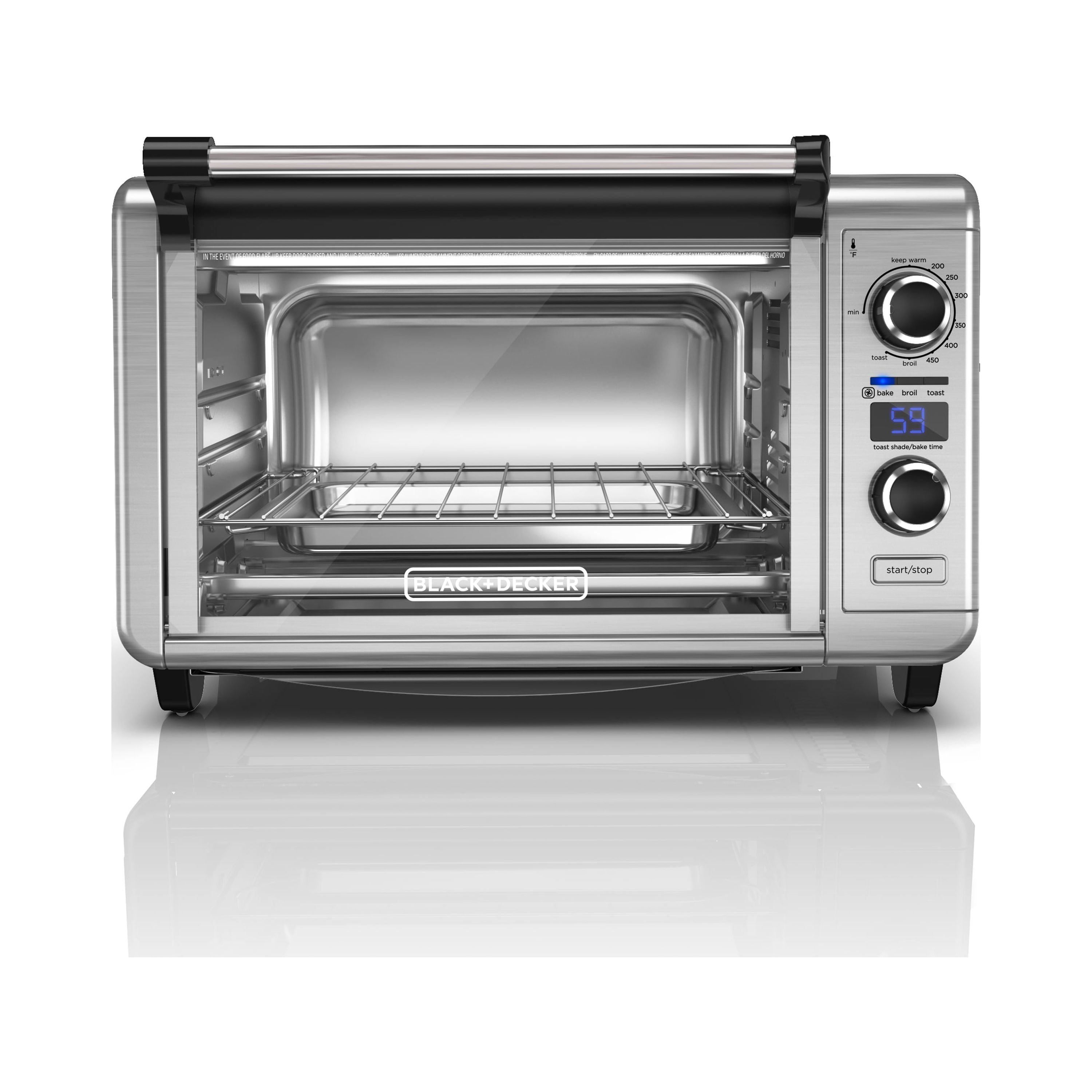 BLACK+DECKER TO3000G 6-Slice 1500W Convection Toaster Oven - Silver for  sale online