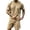Khaki, variant on LEKWK Men Linen Sets Outfits 2 Piece Lightweight Loose Fit Solid Beach Vacation Summer Outfits Short Sleeve Crewneck Casual Tops and Drawstring Shorts