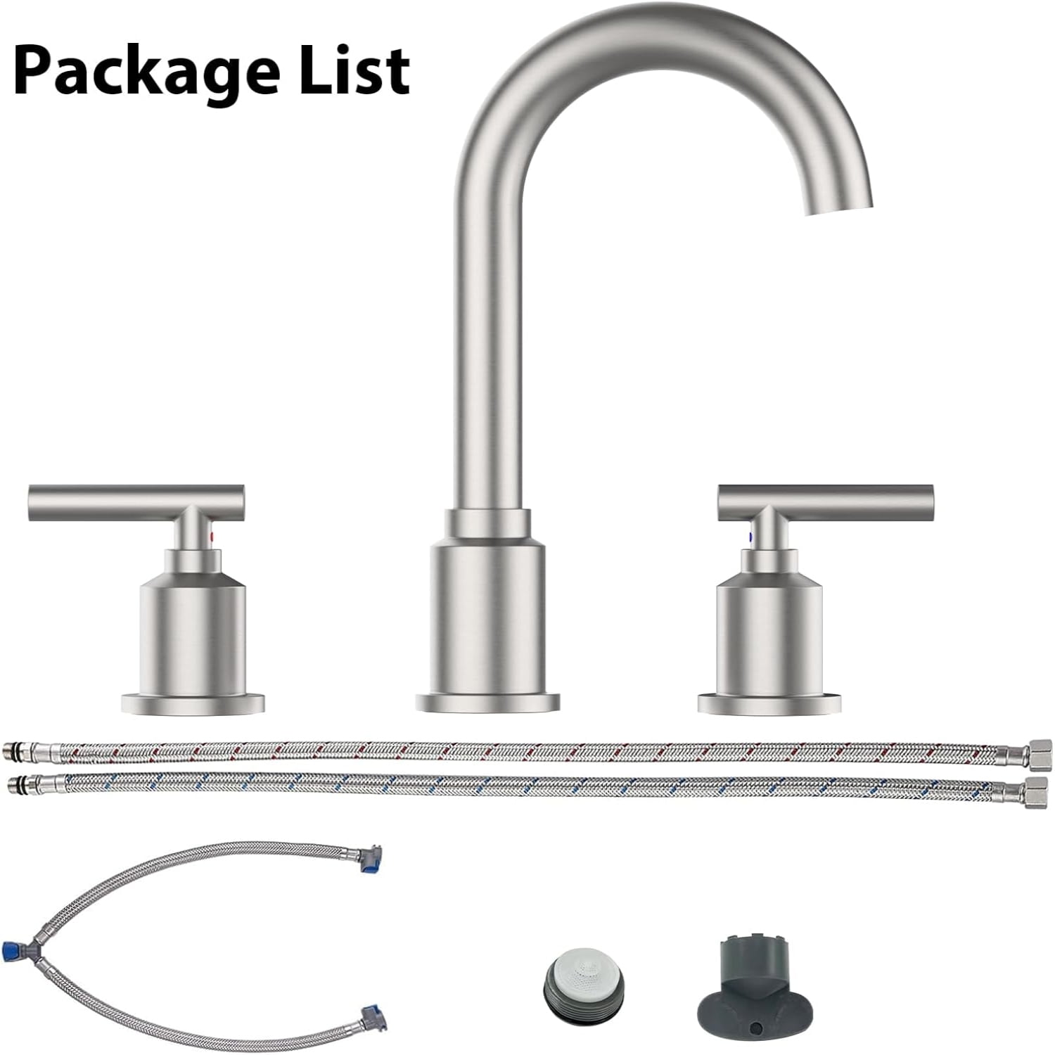 AOILE Widespread Bathroom Faucet - 8-Inch 3-Hole Sink Faucet with Stainless Steel Pop-Up Drain