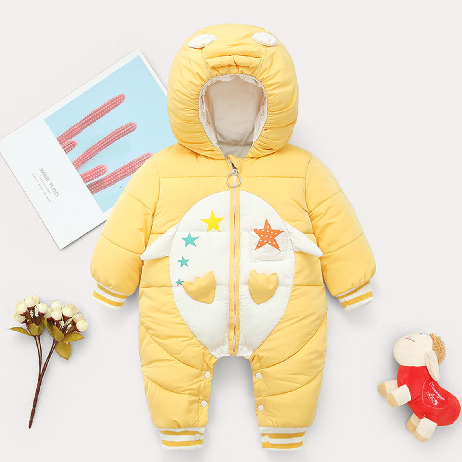 Bestgift Unisex Baby Winter Snowsuit Toddler Hoodied Footie Romper Outwear Coat 