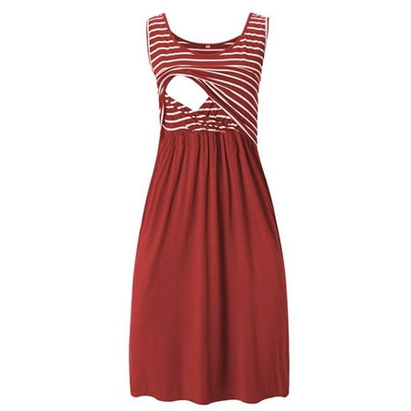 

Women Pregnant Maternity Sleeveless Stripe Printed Tank Dress Breastfeeding Summer Maternity Sleepwear All Long Lace Vintage Dresses for Women Womens Dresses plus Size Women down Winter Coats