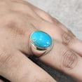 thumbnail image 2 of Turquoise Ring, Silver Jewelry, 925 Silver Ring, Father's Day, AAA Natural Turquoise, December Birthstone Ring, Heavy Mens Ring, Spiritual Healing Gemstone, Christmas, Tiny Mens Ring, 2 of 6