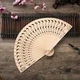 thumbnail image 3 of BAETEUY 8-Inch Sandalwood Folding Fan Chinese Style Hollow Ribs Catwalks Dance Performance Photo Props Portable Summer Wooden Hand Held Fan Party Supplies Gift, 3 of 8
