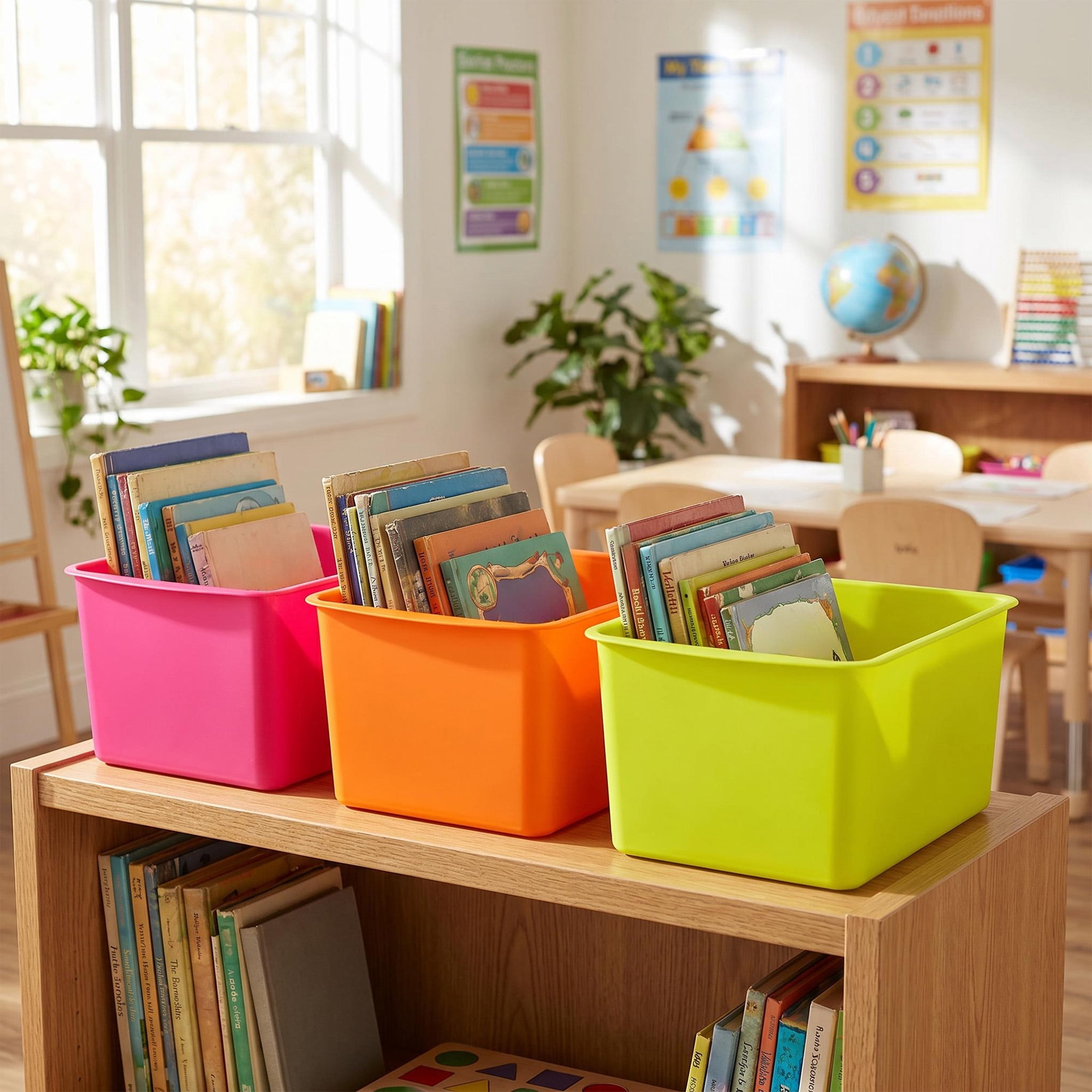 Pen+Gear Cubby Bin, 12.27 x 7.96 x 5.12 in, Tropical Blossom