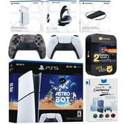 Sony PlayStation 5 Astro Bot Slim Digital Bundle with Disc Drive, Pulse Elite Headset, Extra Controller, Vertical Stand, MightySkins Voucher and 2 Year Extended Warranty - Gray Camo