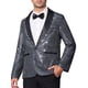 thumbnail image 1 of CHAQUETAS DE TRAJE DE HOMBRE INSPIRE CHIC con lentejuelas brillantes metálicas de argyle y cuadros 2XL Plata, 1 of 5
