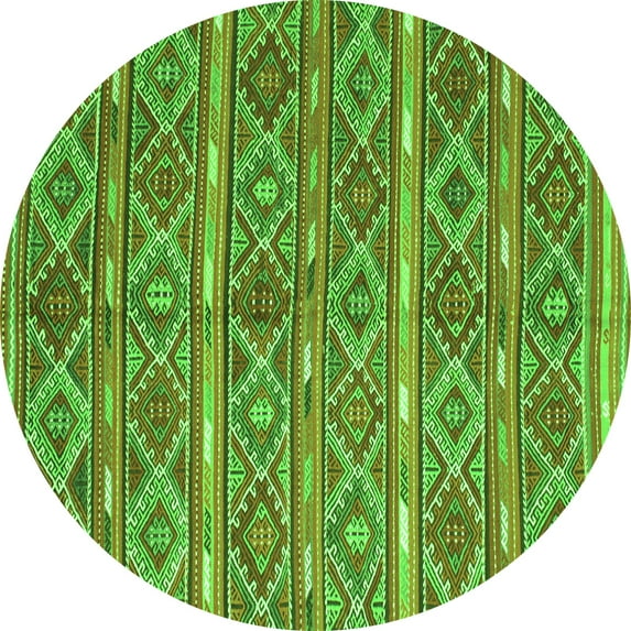 Ahgly Company Indoor Round Oriental Green Traditional Area Rugs, 8' Round