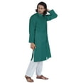 thumbnail image 3 of Atasi Designer Solid Kurta For Menâ€™s Mandarin Collar Cotton Ethnic Long Wear, 3 of 7