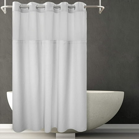 Joyweiwaffle Weave Fabric Shower Curtain No Hooks Needed Cotton Blend With Snap In Repalcement Liner Hotel Grade Water Repellent Machine Washable 71x74 Lake Wanaka Canada Joyweiwaffle Weave Fabric Shower, Hotel Shower Curtain No Liner Needed
