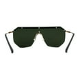 thumbnail image 2 of Mens Luxury Flat Top Shield Robotic Mob Metal Rim Sunglasses Gold Green, 2 of 4