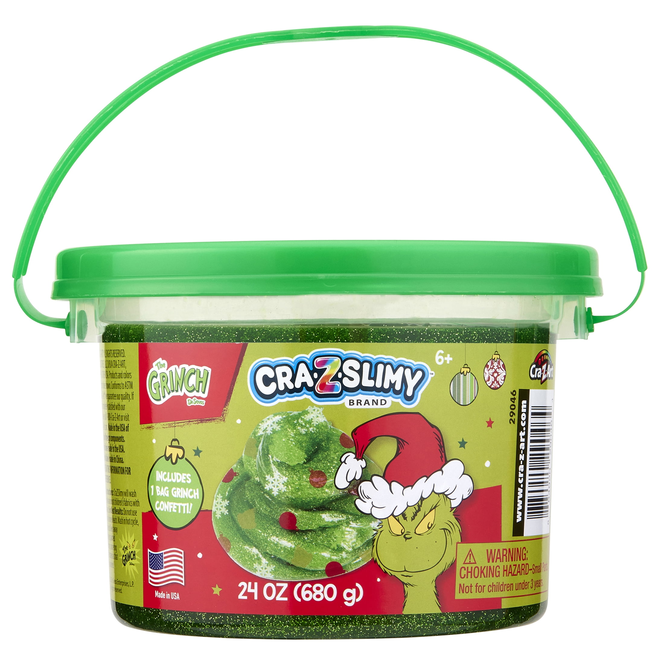 Cra-Z-Slimy Grinch Slime Green Glitter & Confetti 24oz Tub by Cra-Z-Art