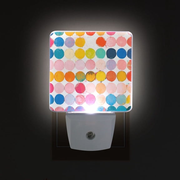 Yayeee LED Plug in Night Light for The Home with Auto Dusk to Dawn Light Sensors, 2 Pack, Yellow Circles