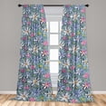 thumbnail image 4 of Ambesonne Spring Curtains, Flowers Garden Vintage Plot, Pair of 28"x95", Cadet Blue Marigold, 4 of 5
