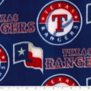 MLB Texas Rangers 58" 100% Polyester Fleece Sports Logo Fabric By the Yard, Blue