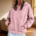 thumbnail image 2 of Yuncity Womens Zip Up Hoodie Leopard Print Fleece Pullover Long Sleeve Loose Fit Pockets Sweatshirt Casual Fall Winter Hooded Jacket Size Xxl Pink, 2 of 5