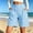 #0298-Blue, variant on Womens High Waist Plaid Bermuda Shorts with Pockets Elastic Back Wide Leg Casual Bottoms for Daily Summer