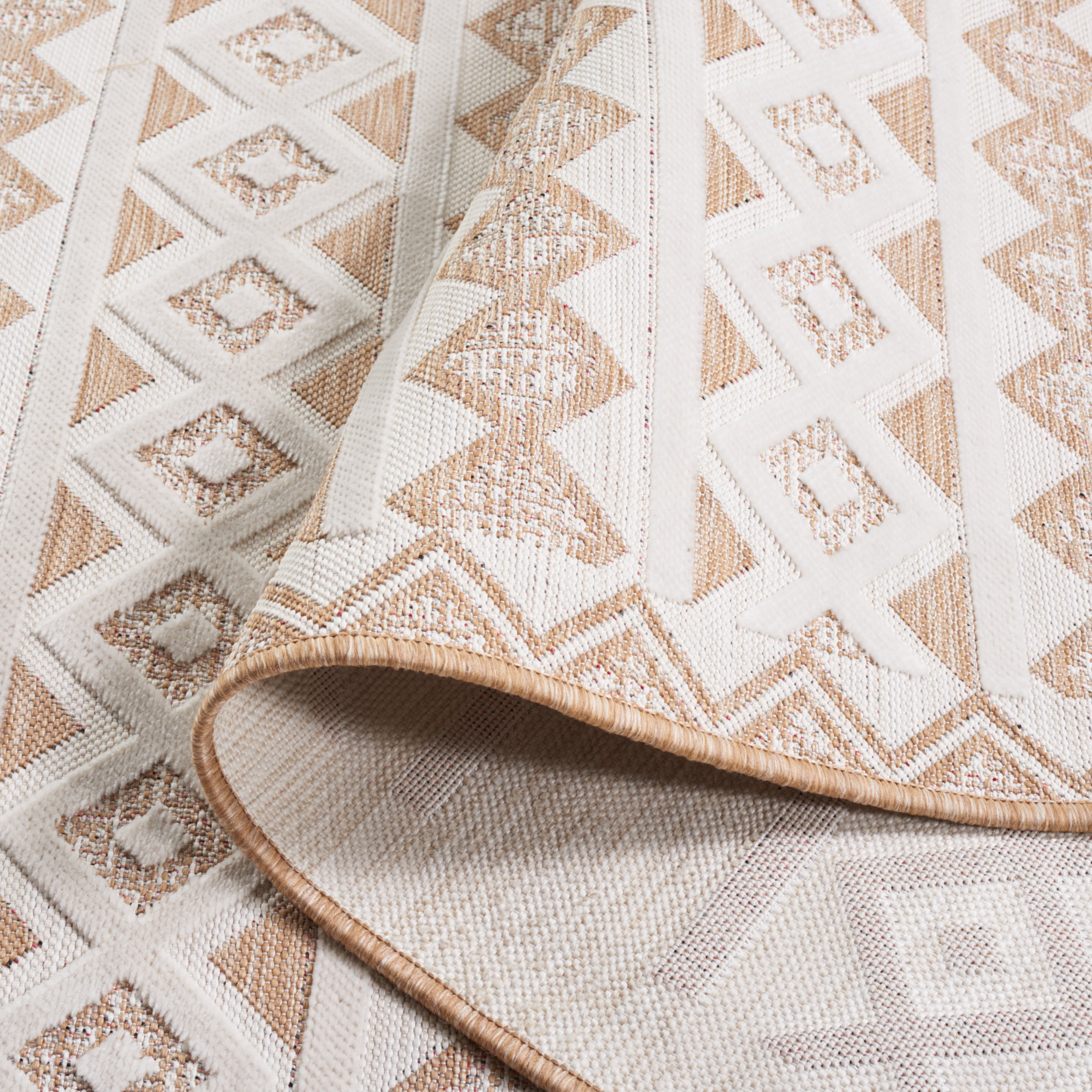 SAFAVIEH Cabana Ethan Geometric Indoor/Outdoor Area Rug, Natural/Ivory, 5'1" x 7'6"