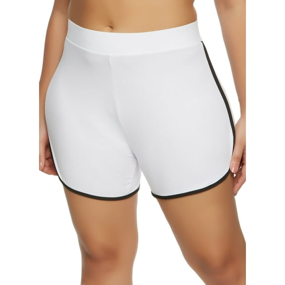 Womens Plus Size Soft Knit Contrast Trim Dolphin Shorts