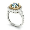 thumbnail image 2 of Halo Engagement Ring for Women - 1.615ct Blue Moissanite in 18K White/Yellow Gold Promise Ring, 2 of 6