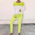 thumbnail image 1 of Puntoco Conjunto De Camiseta Y Pantalones Largos Con Cuello Redondo Y Manga Larga Estampado Informal Para Mujer Amarillo Xxxl, 1 of 5