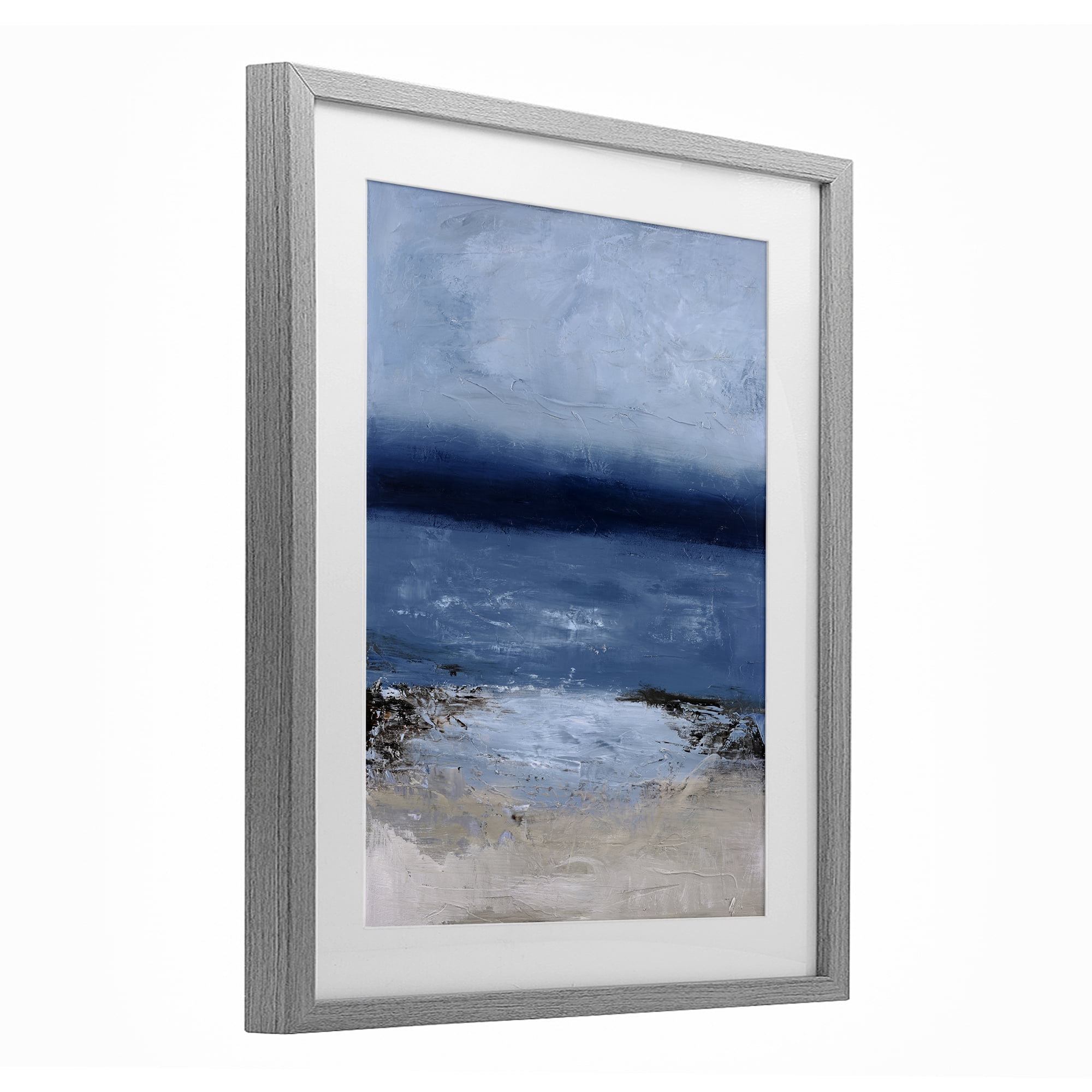 Endless Sea Moods Gray Framed Print Under Glass, design by Design Fabrikken