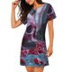 thumbnail image 2 of Fotbe Gothic Red Skull Cemetery Bata de Dormir para Mujer con Estampado, Camisón de Algodón de Manga Corta, Ropa de Dormir Casual, 2 of 6