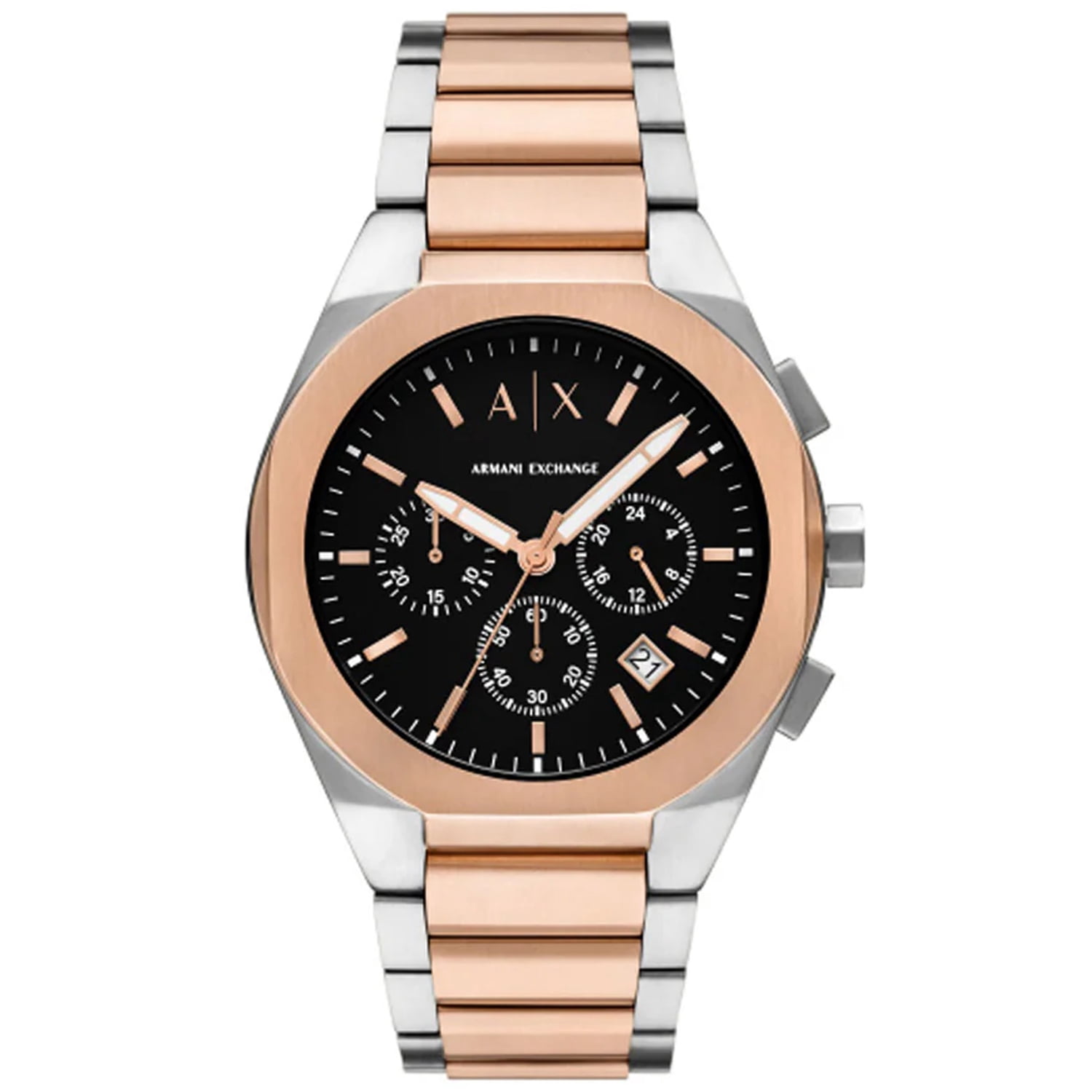 Chronograph Black Dial Black Ion-plated Mens Watch AX1277 