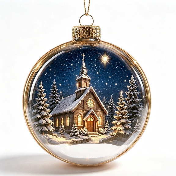 MYUNNIL Glowing Christmas Ornament Ball, 3.14" Mini Shatterproof Light-Up Night Scene Clear Globe Pendant with Warm LED Light for Xmas Tree Home Party Decor