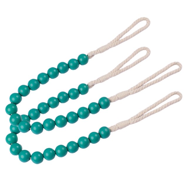 Yesbay - 2 abrazaderas para cortina tejidas a mano, versátiles, con cuentas de madera, para decoración del hogar, color azul marino