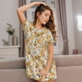 thumbnail image 3 of Disketp Rétro Années 70 60 Fleur pour Femmes Chemise de Nuit Manches Courtes Col Rond Mignonne Robe de Nuit Confortable, 3 of 6