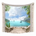 thumbnail image 1 of Tapiz de pared de microtela con vistas al mar, 150 x 130 cm, decoración de habitación, 1 of 2