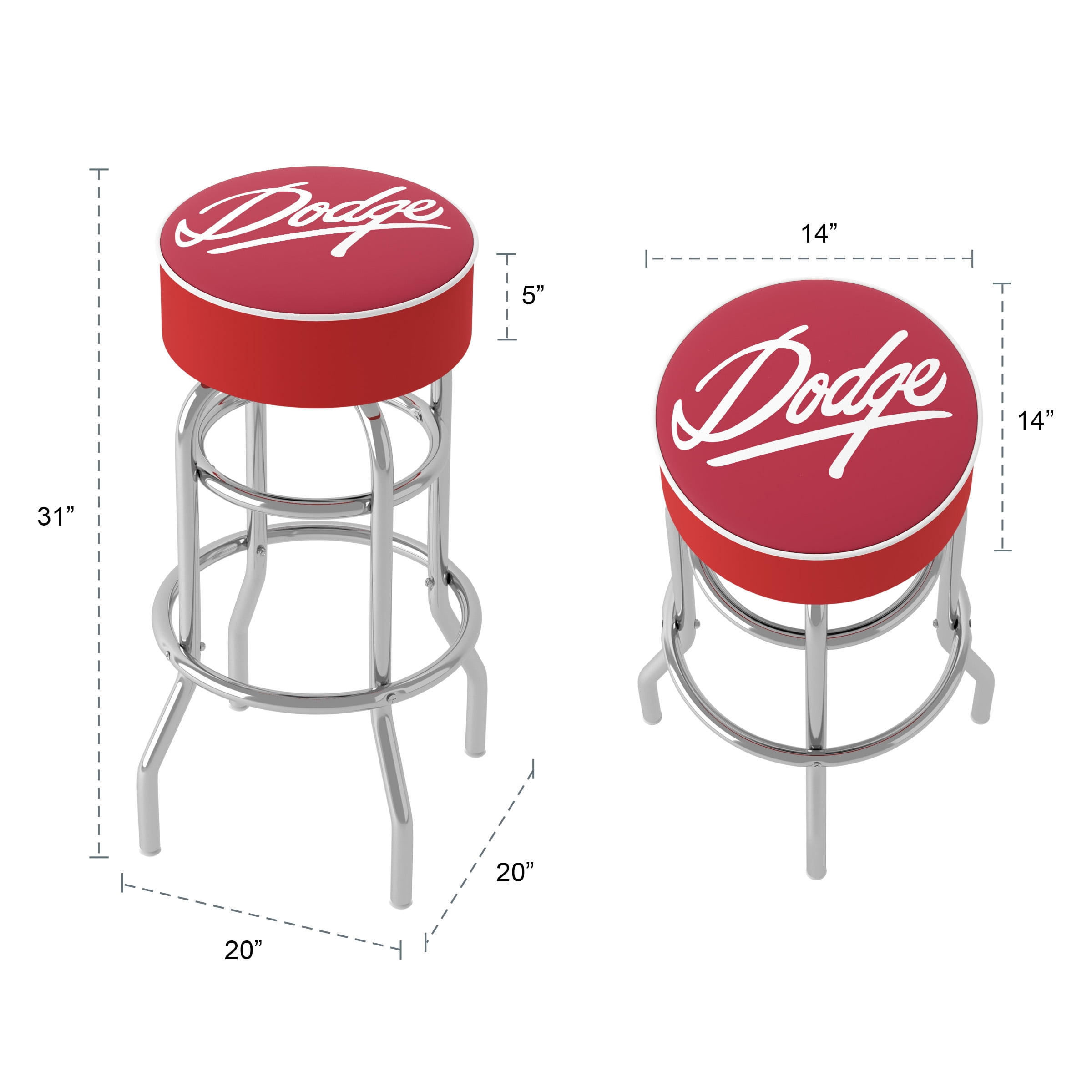Trademark Gameroom Dodge Signature Bar Stool with Padded Seat