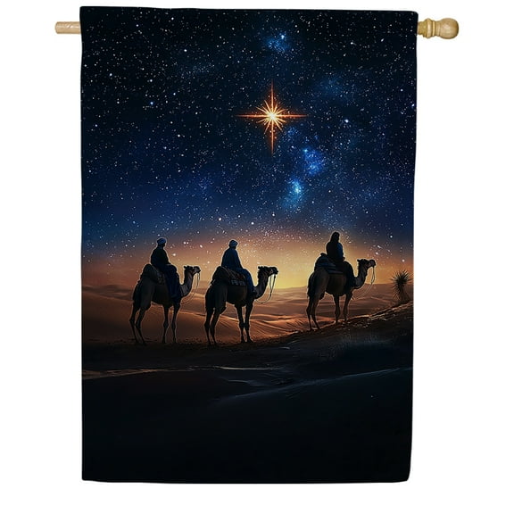 America Forever Three Wise Men House Flag, 28 x 40 inch Double Sided, Christmas Nativity Banner, Star of Bethlehem Religious Outdoor Decor, Spiritual Holiday Outside Decorations Yard Flag