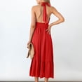 thumbnail image 3 of Women‘s Summer Dress Cross Halter Neck Sleeveless Solid Color Cut Out Backless Flowy A Line Maxi Dress, 3 of 5