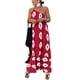 thumbnail image 1 of Vestido PRETTYGARDEN Maxi de un Hombro Vino Rojo Floral Talle M, 1 of 8