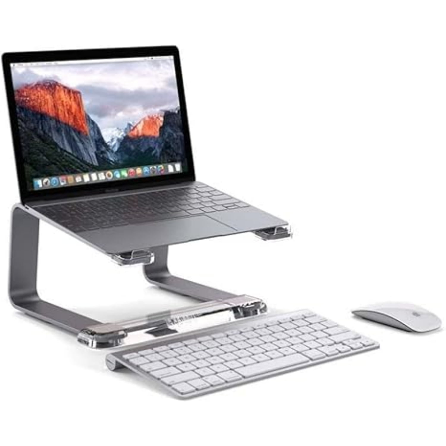 Elevator Laptop Stand - Ergonomic Computer Riser & Laptop Mount Made of Sturdy Brushed Aluminum - Supports Posture & Elevates Workspace with a Minimal Design, Space Grey Clear (2.5 Oz)