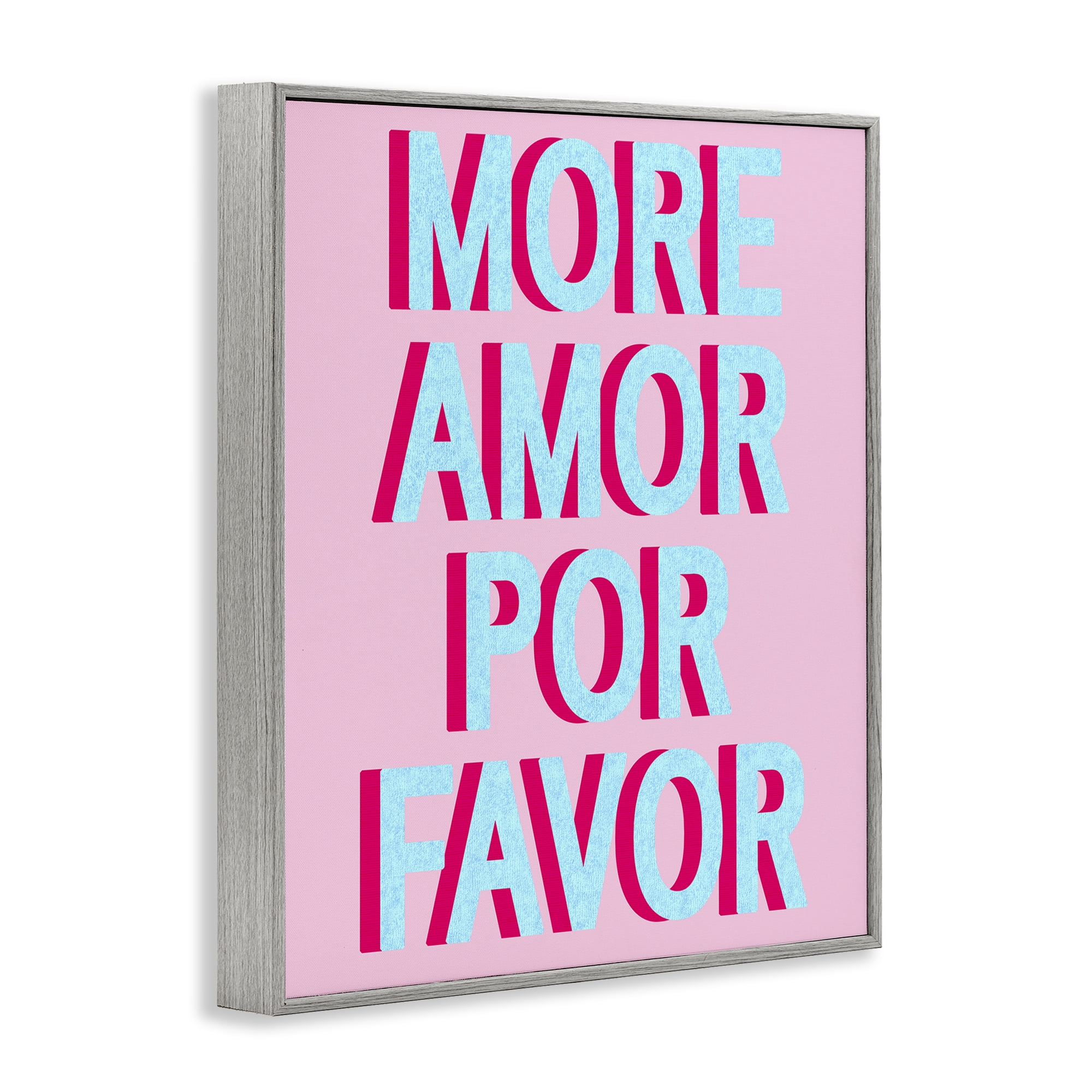 Stupell Industries More Amor Phrase Typography Painting Gray Framed Art Print Wall Art, 24 x 30