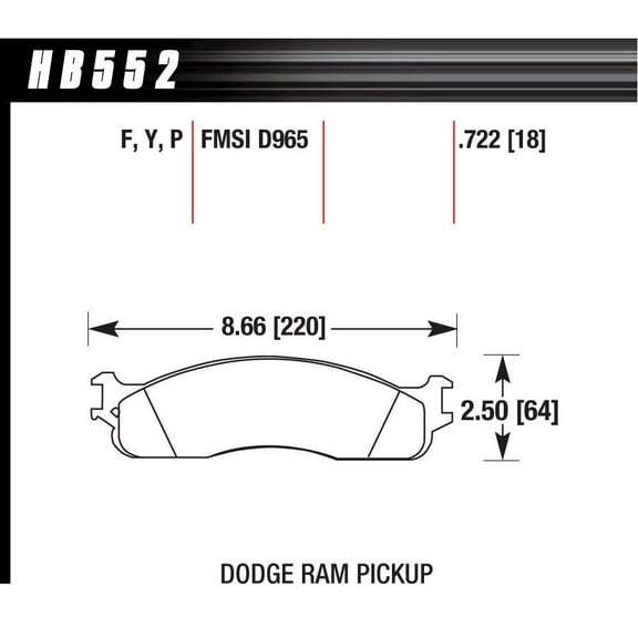 Hawk Performance HB552P.722 Brake Pads - Super Duty Compound - Front - Set of 4 Fits select: 2003-2008 DODGE RAM 2500, 2003-2006 DODGE RAM 3500