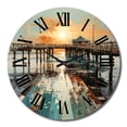 thumbnail image 4 of Designart "Coastalpier Pier Perspective Painting II" Nautical & Beach Oversized Wall Clock, 4 of 5