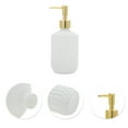 thumbnail image 5 of Unique Bargains 1 Pc Round Bottom Bamboo Grain Soap Dispenser 13.53oz White Gold Tone, 5 of 6